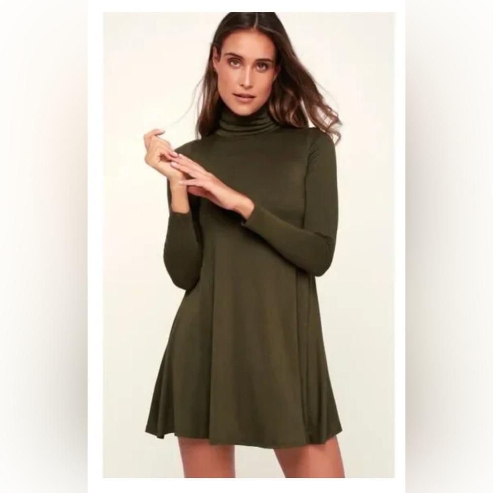 Lulu's Sway, Girl, Sway! Olive Green Swing Dress